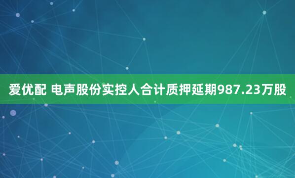 爱优配 电声股份实控人合计质押延期987.23万股