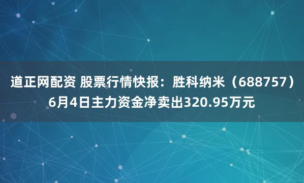 道正网配资 股票行情快报:胜科纳米(688757)6月4日主力资金净卖出320.95万元