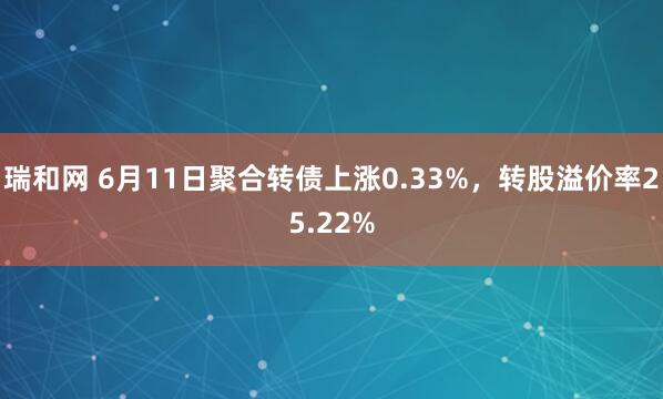 瑞和网 6月11日聚合转债上涨0.33%,转股溢价率25.22%