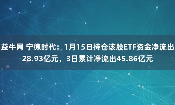 益牛网 宁德时代：1月15日持仓该股ETF资金净流出28.93亿元，3日累计净流出45.86亿元